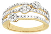 WIDE .63CT DIAMOND 14KT YELLOW GOLD PAST PRESENT FUTURE FLOWER DIAGONAL FUN RING