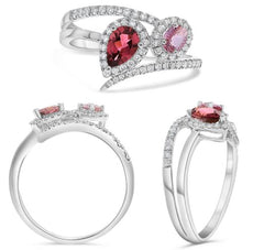 .86CT DIAMOND & AAA PINK SAPPHIRE & AAA PINK TOURMALINE 14KT WHITE GOLD 3D RING