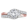LARGE 1.5CT DIAMOND 14KT WHITE & ROSE GOLD 3D SWIRL ENGAGEMENT WEDDING RING SET