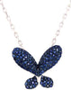 ESTATE 1.15CT AAA SAPPHIRE 18KT WHITE GOLD 3D CLASSIC BUTTERFLY LOVE NECKLACE