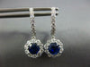 ESTATE 2.0CT DIAMOND & SAPPHIRE 18KT WHITE GOLD CLASSIC FLOWER HANGING EARRINGS