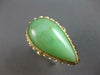 ANTIQUE EXTRA LARGE AAA JADE 14K YELLOW GOLD PEAR SHAPE FILIGREE FUN RING #27610