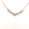 ESTATE .81CT DIAMOND 18KT WHITE GOLD CLASSIC MULTI FLOWER V SHAPE LOVE NECKLACE