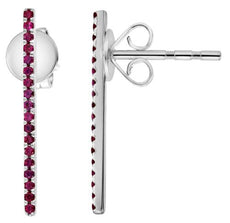 ESTATE .19CT AAA RUBY 14KT WHITE GOLD 3D CLASSIC BAR FUN HANGING EARRINGS