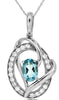 .59CT DIAMOND & AAA AQUAMARINE 14KT WHITE GOLD OVAL & ROUND HEART SHAPE PENDANT