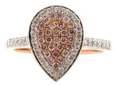 .50CT WHITE & PINK DIAMOND 18KT WHITE & ROSE GOLD PAVE PEAR SHAPE FILIGREE RING