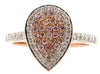 .50CT WHITE & PINK DIAMOND 18KT WHITE & ROSE GOLD PAVE PEAR SHAPE FILIGREE RING