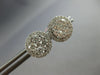 ESTATE 1.13CT DIAMOND 14K WHITE GOLD 3D CLASSIC ROUND CLUSTER HALO STUD EARRINGS
