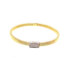 .23CT DIAMOND 18KT 2 TONE GOLD ROUND SQUARE SNAKE FLEXIBLE CUFF BANGLE BRACELET