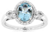 1.26CT DIAMOND & AAA AQUAMARINE 14KT WHITE GOLD OVAL & ROUND INFINITY LOVE RING
