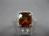 LARGE 7.46CT DIAMOND & AAA CITRINE 14K WHITE GOLD 3D SQUARE HALO ENGAGEMENT RING