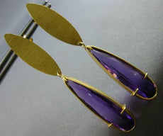 ESTATE LARGE 36CT AAA AMETHYST 14K YELLOW GOLD ELONGATED HANGING EARRINGS #27499