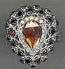 ESTATE LARGE 2.92CT WHITE BLACK & ICED DIAMOND 18K WHITE GOLD 3D ENGAGEMENT RING