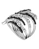 LARGE 1.56CT WHITE & BLACK DIAMOND 18KT WHITE GOLD 3D MULTI ROW CRISS CROSS RING