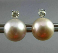 ESTATE .12CT DIAMOND 14KT WHITE GOLD SOUTH SEA PEARL CLASSIC STUD EARRINGS 25462