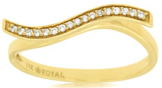 ESTATE .07CT DIAMOND 14KT YELLOW GOLD 3D CLASSIC ROUND SWIRL BAR FUN RING