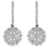 .80CT DIAMOND 14KT WHITE GOLD MULTI FLOWER SNOWFLAKE LEVERBACK HANGING EARRINGS