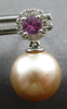 .53CT DIAMOND & AAA PINK SAPPHIRE & PINK SOUTH SEA PEARL 14K WHITE GOLD EARRINGS