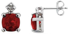 2.11CT DIAMOND & AAA GARNET 14KT WHITE GOLD 3D ROUND GEOMETRICAL STUD EARRINGS
