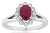 1.02CT DIAMOND & AAA RUBY 14KT WHITE GOLD OVAL & ROUND FILIGREE FLOWER LOVE RING