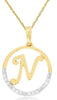 ESTATE .02CT DIAMOND 14KT YELLOW GOLD 3D CIRCULAR N INITIAL FUN FLOATING PENDANT