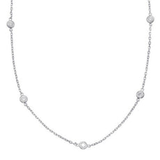 .30CT DIAMOND 14KT WHITE GOLD 3D CLASSIC ROUND BY THE YARD BEZEL LOVE NECKLACE