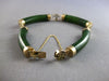 ANTIQUE LARGE & LONG AAA CHINESE JADE 14K YELLOW GOLD CUFF LUCKY BRACELET #28088
