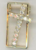 ESTATE .23CT DIAMOND 14KT YELLOW GOLD 3D SIDEWAY CROSS SQUARE FLOATING PENDANT