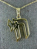 ESTATE 14KT YELLOW GOLD 3D OPEN CHAI CLASSIC LIFE PENDANT #9091