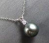 ESTATE .05CT DIAMOND & AAA TAHITIAN PEARL 14KT WHITE GOLD 3D FLOATING PENDANT
