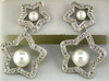 .68CT DIAMOND & AAA SOUTH SEA PEARL 14KT WHITE GOLD DOUBLE STAR HANGING EARRINGS