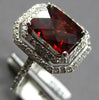 LARGE 3.44CT DIAMOND & AAA GARNET 14K WHITE GOLD 3D CUSHION & ROUND OCTAGON RING