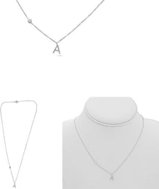 .09CT DIAMOND 14KT WHITE GOLD ROUND INITIAL A SOLITAIRE BY THE YARD FUN NECKLACE