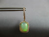 LARGE 5.7CT DIAMOND & AAA AUSTRALIAN OPAL 14K ROSE GOLD CUSHION HANGING EARRINGS