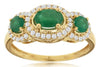 1.03CT DIAMOND & AAA EMERALD 14KT YELLOW GOLD OVAL & ROUND HALO ANNIVERSARY RING