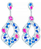 EXTRA LARGE 17.32CT DIAMOND & AAA PINK & BLUE SAPPHIRE 18KT WHITE GOLD EARRINGS