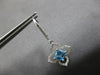 .87CT DIAMOND & AAA BLUE TOPAZ 14KT WHITE GOLD PRINCESS & ROUND HANGING EARRINGS