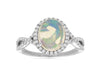 2.0CT DIAMOND & AAA OPAL 14KT WHITE GOLD 3D OVAL & ROUND HALO INFINITY LOVE RING