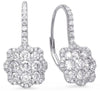 1.55CT DIAMOND 14KT WHITE GOLD FLOWER CLUSTER INVISIBLE SQUARE HANGING EARRINGS