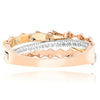 LARGE 5.89CT DIAMOND 14K TRI COLOR GOLD CRISS CROSS HEXAGON CUFF BANGLE BRACELET