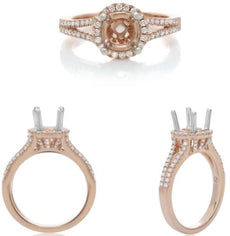 .37CT DIAMOND 14K WIHTE & ROSE GOLD 3D ROUND CLASSIC SEMI MOUNT ENGAGEMENT RING