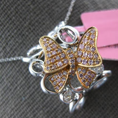 .32CT WHITE & PINK DIAMOND 18KT WHITE & ROSE GOLD 3D BUTTERFLY ENHANCER PENDANT