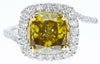 CERTIFIED 3.10CT WHITE & FANCY DEEP BROWN YELLOW DIAMOND 18KT 2 TONE GOLD RING