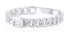 ESTATE .05CT DIAMOND 14K WHITE GOLD 3D CLASSIC BAGUETTE LOVE KNOT BEZEL FUN RING
