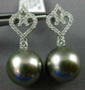 .42CT DIAMOND & AAA TAHITIAN PEARL 18K WHITE GOLD OPEN FILIGREE HANGING EARRINGS