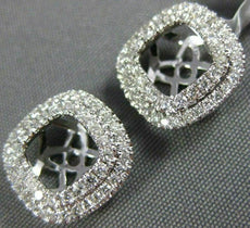 ESTATE .44CT DIAMOND 18KT WHITE GOLD 3D SQUARE ROUND DOUBLE HALO JACKET EARRINGS