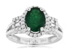 2.33CT DIAMOND & AAA EMERALD 14KT WHITE GOLD OVAL ROUND BAGUETTE ENGAGEMENT RING