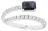 1.13CT DIAMOND & AAA SAPPHIRE 14KT WHITE GOLD ROUND SQUARE CRISS CROSS LOVE RING