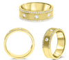 .27CT DIAMOND 14KT YELLOW GOLD 3D 3 STONE ETOILE MATTE & SHINY ANNIVERSARY RING