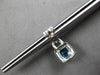 2.07CT DIAMOND & AAA BLUE TOPAZ 14KT WHITE GOLD CUSHION & ROUND HANGING EARRINGS